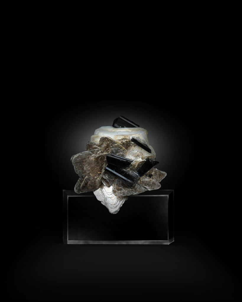 BLACK TOURMALINE FELDSPAR MICA COMBINED SPECIMEN